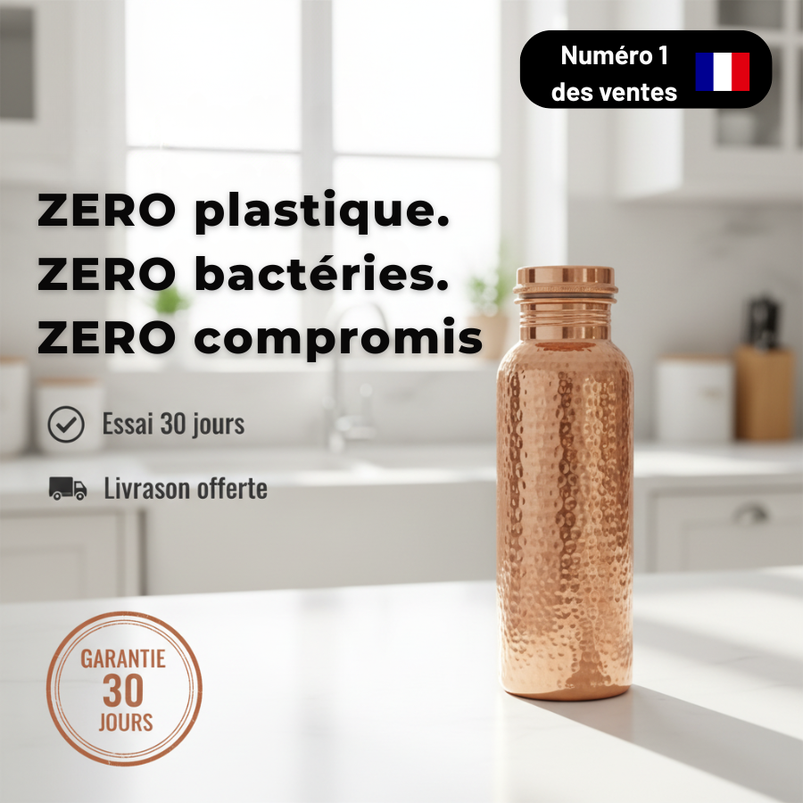 Puriva™ Buvez Enfin une Eau Pure — Gourde Cuivre Pur, Sans Plastique, Sans Bactéries